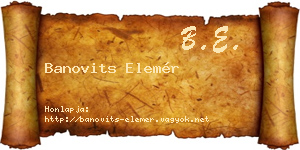 Banovits Elemér névjegykártya